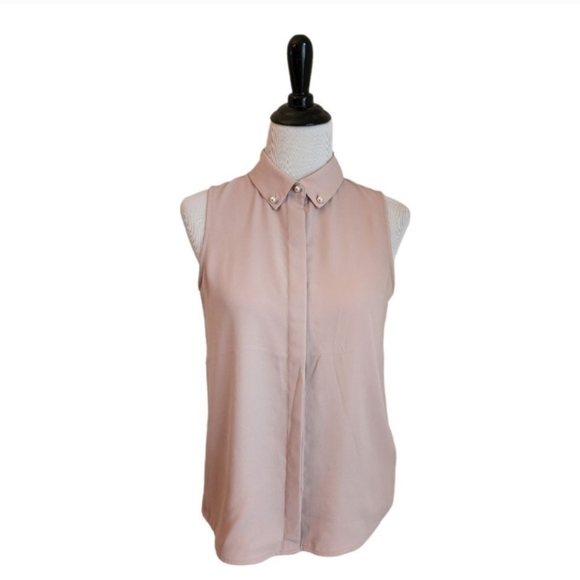 BNWT Karl LAGERFELD  Pink Sleeveless Blouse Top Faux Pearl Embellished Size M - Picture 6 of 13
